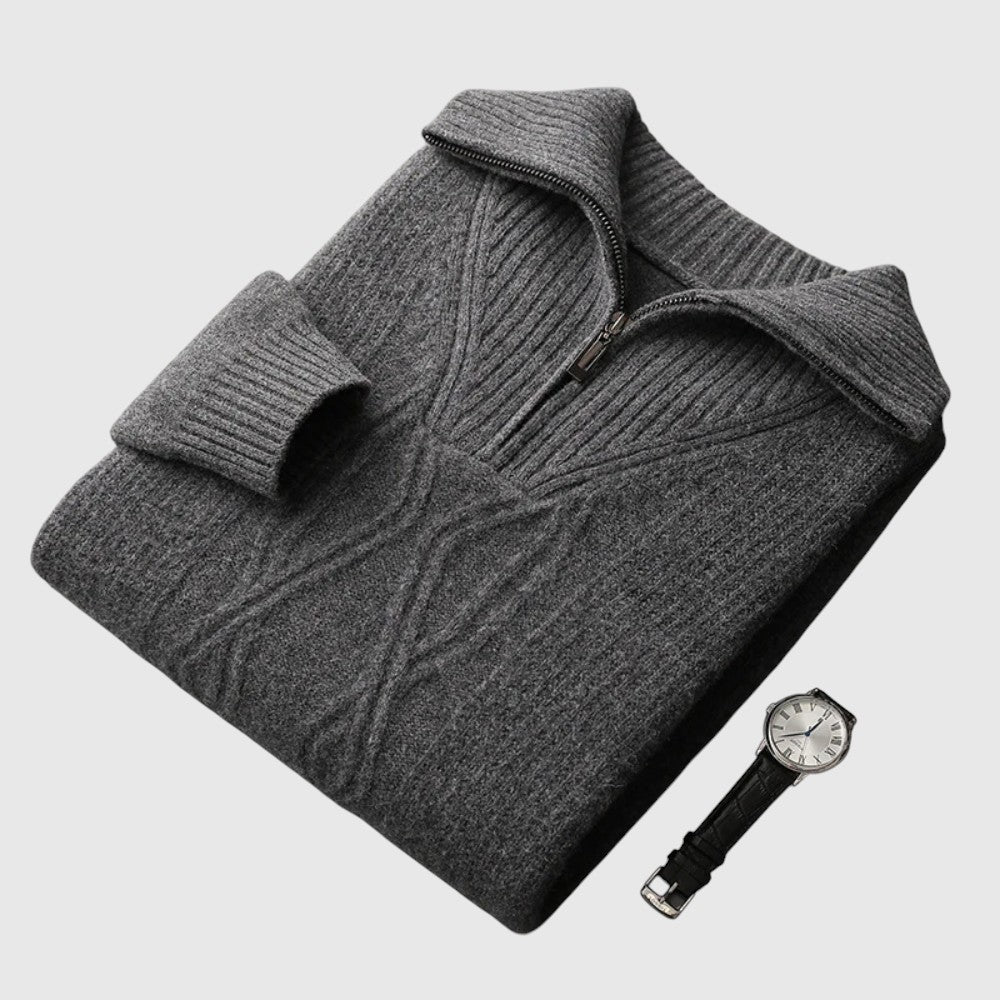 Perla - Pulover cu fermoar Taranto din Lână Merino