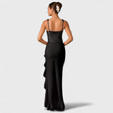 Bella - Rochie Corset din Satin cu Volane
