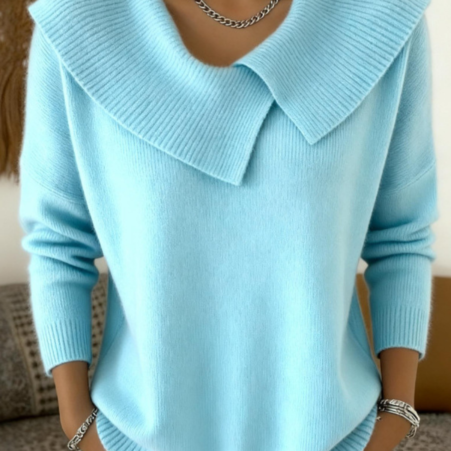 Karolína – Pulover elegant din tricot cu guler distinctiv