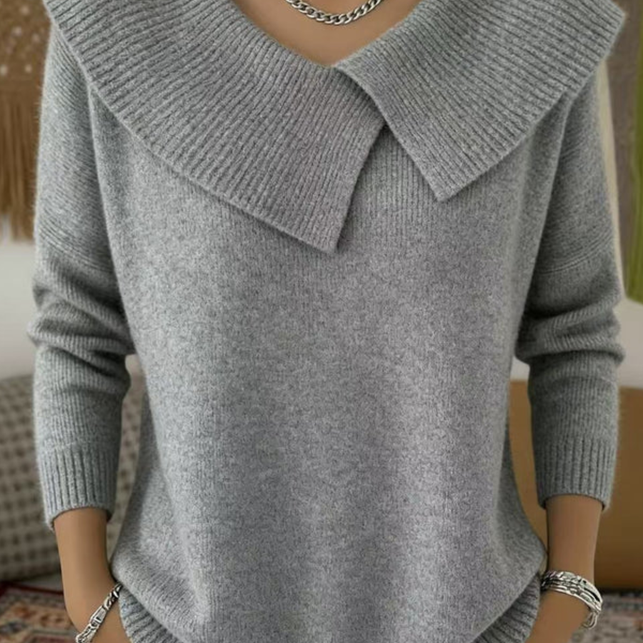 Karolína – Pulover elegant din tricot cu guler distinctiv