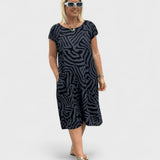 Nelia - Rochie de vară cu guler rotund și imprimeu frumos