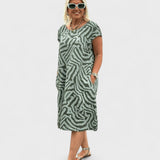 Nelia - Rochie de vară cu guler rotund și imprimeu frumos
