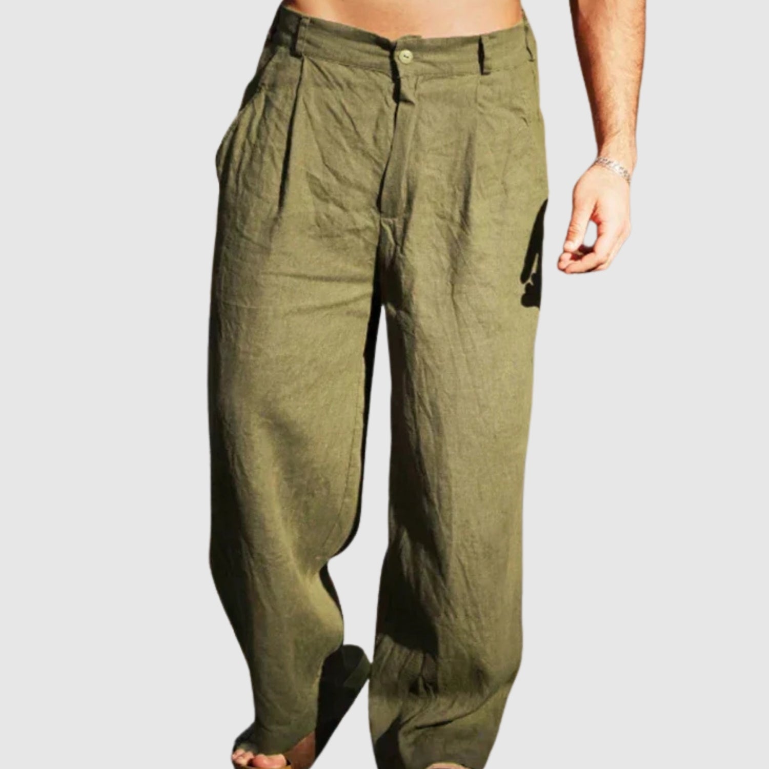 Daniel | Pantaloni din in cu picior larg