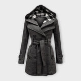Evelyn | Palton elegant cu glugă și curea