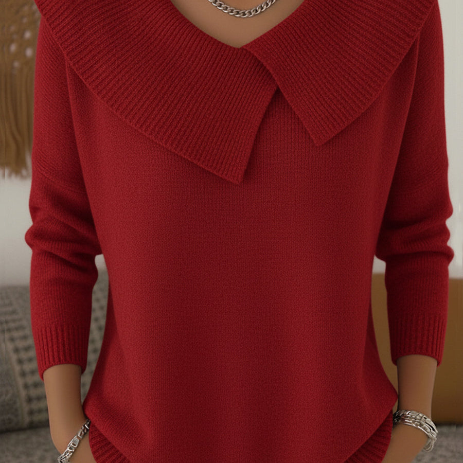 Karolína – Pulover elegant din tricot cu guler distinctiv
