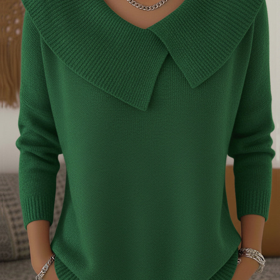 Karolína – Pulover elegant din tricot cu guler distinctiv