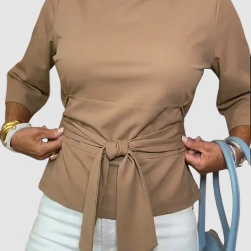 Daria - Bluză Elegantă cu Cordon în Talie