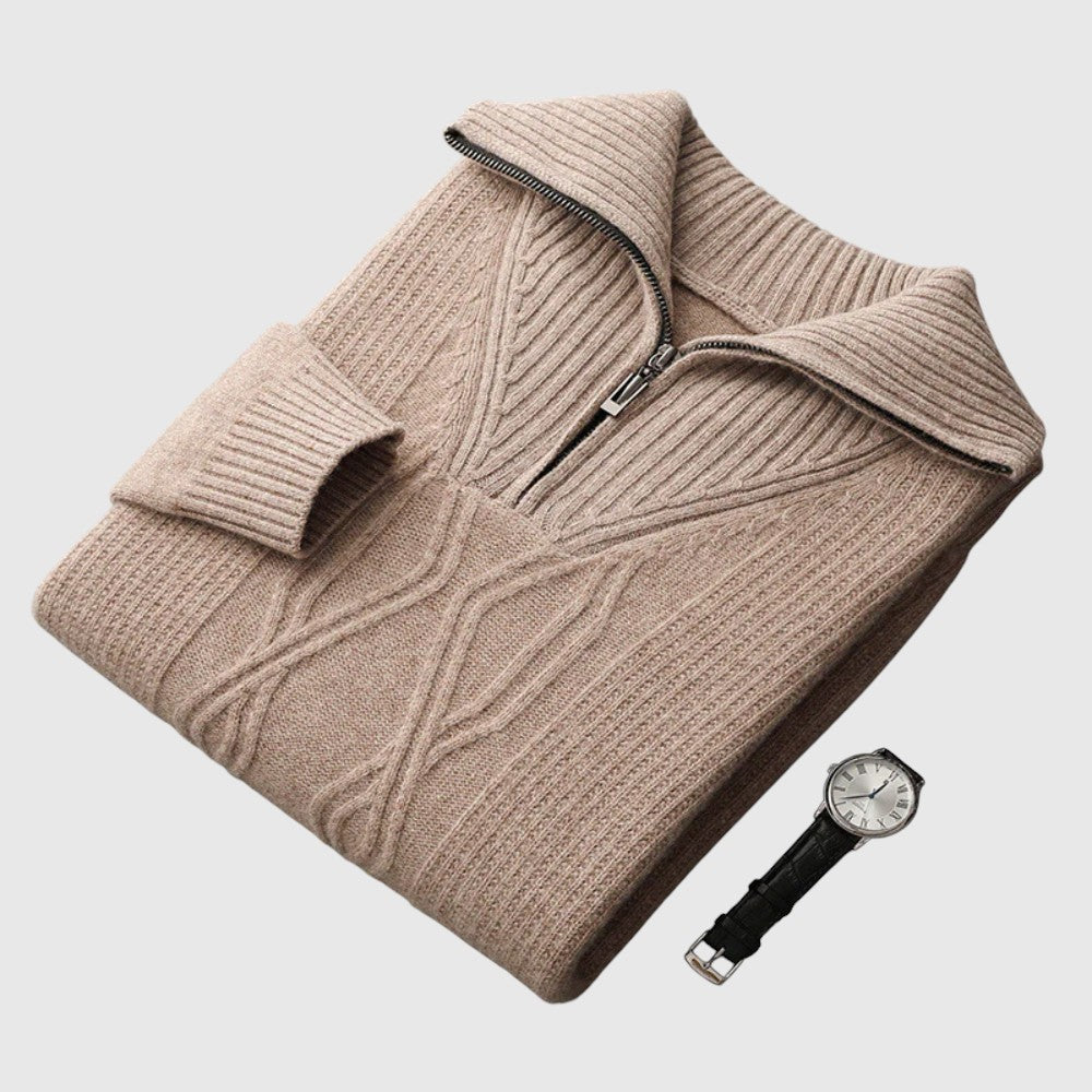 Perla - Pulover cu fermoar Taranto din Lână Merino