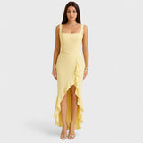 Bella - Rochie Corset din Satin cu Volane