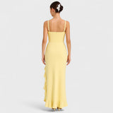 Bella - Rochie Corset din Satin cu Volane