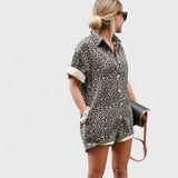 Nonette - Rochie cămașă cu imprimeu leopard