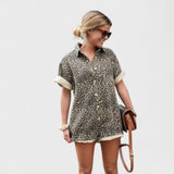 Nonette - Rochie cămașă cu imprimeu leopard