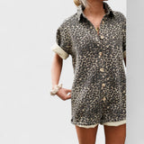 Nonette - Rochie cămașă cu imprimeu leopard