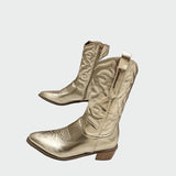 Botine cowboy din material metalic