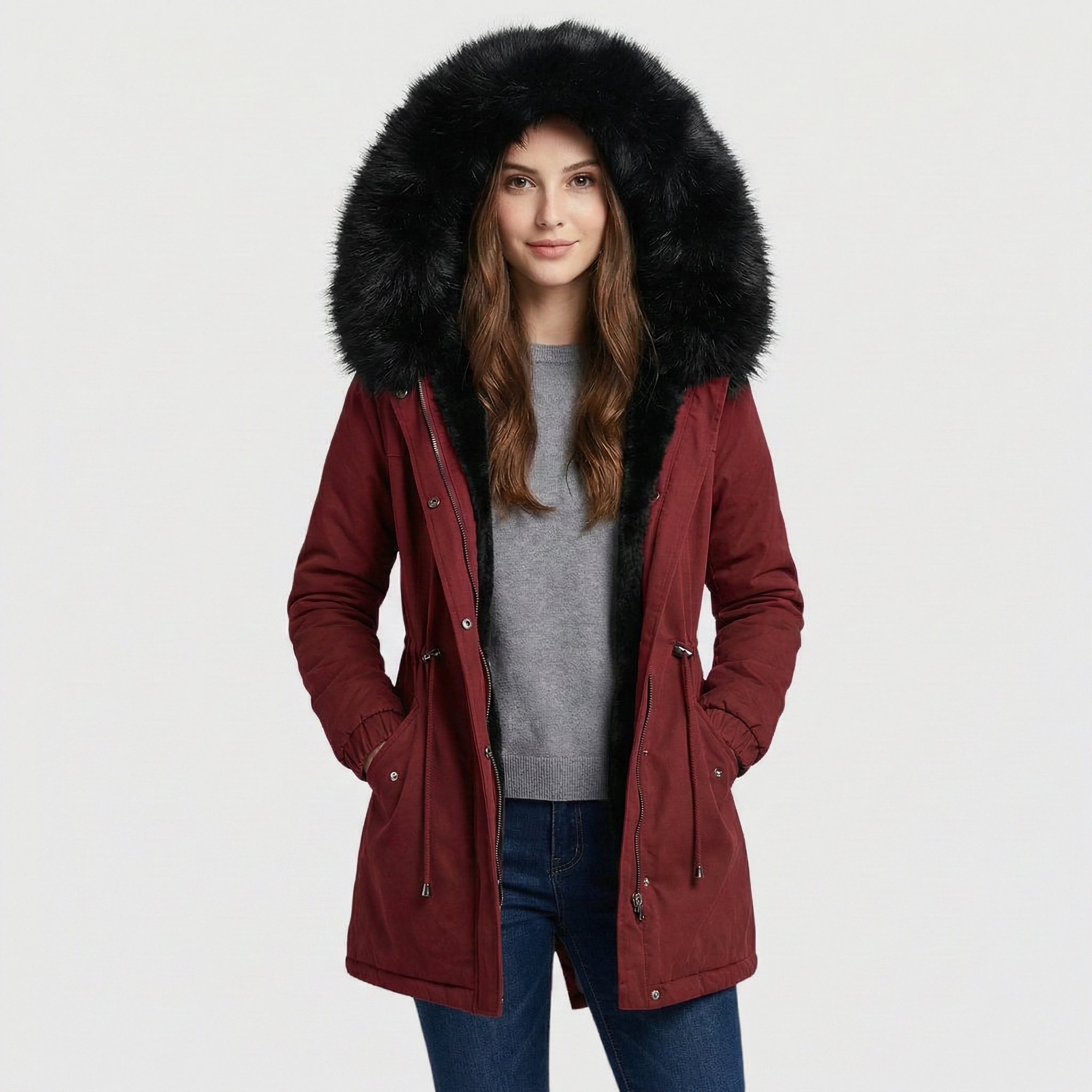 Adela | Parka cu accent din blană sintetică