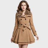 Emma - Palton elegant cu guler din blană artificială