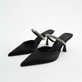Maija™ | Sandale cu toc strass