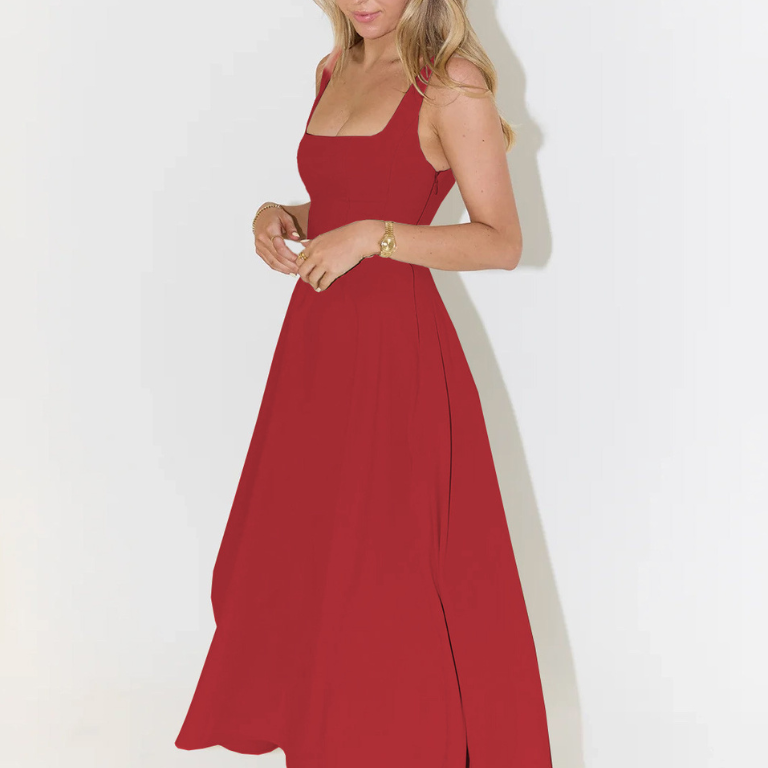 Amalia - Rochie Midi Elegantă cu Decolteu Pătrat