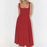 Amalia - Rochie Midi Elegantă cu Decolteu Pătrat