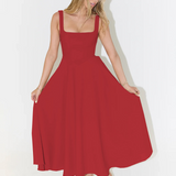 Amalia - Rochie Midi Elegantă cu Decolteu Pătrat