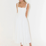 Amalia - Rochie Midi Elegantă cu Decolteu Pătrat