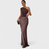 Amber - Rochie lungă monospate din satin