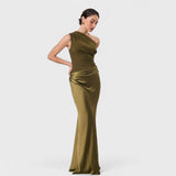 Amber - Rochie lungă monospate din satin