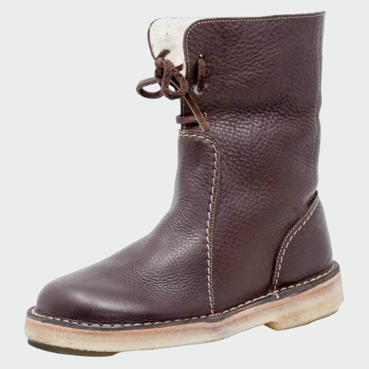 Botine impermeabile din piele cu căptușeală din lână