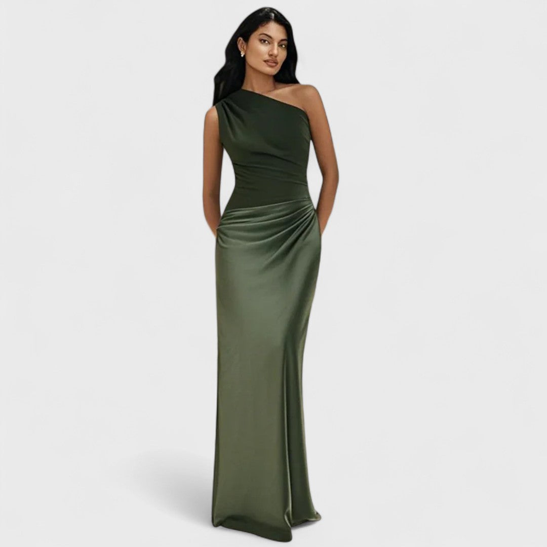 Amber - Rochie lungă monospate din satin