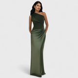 Amber - Rochie lungă monospate din satin