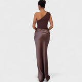 Amber - Rochie lungă monospate din satin