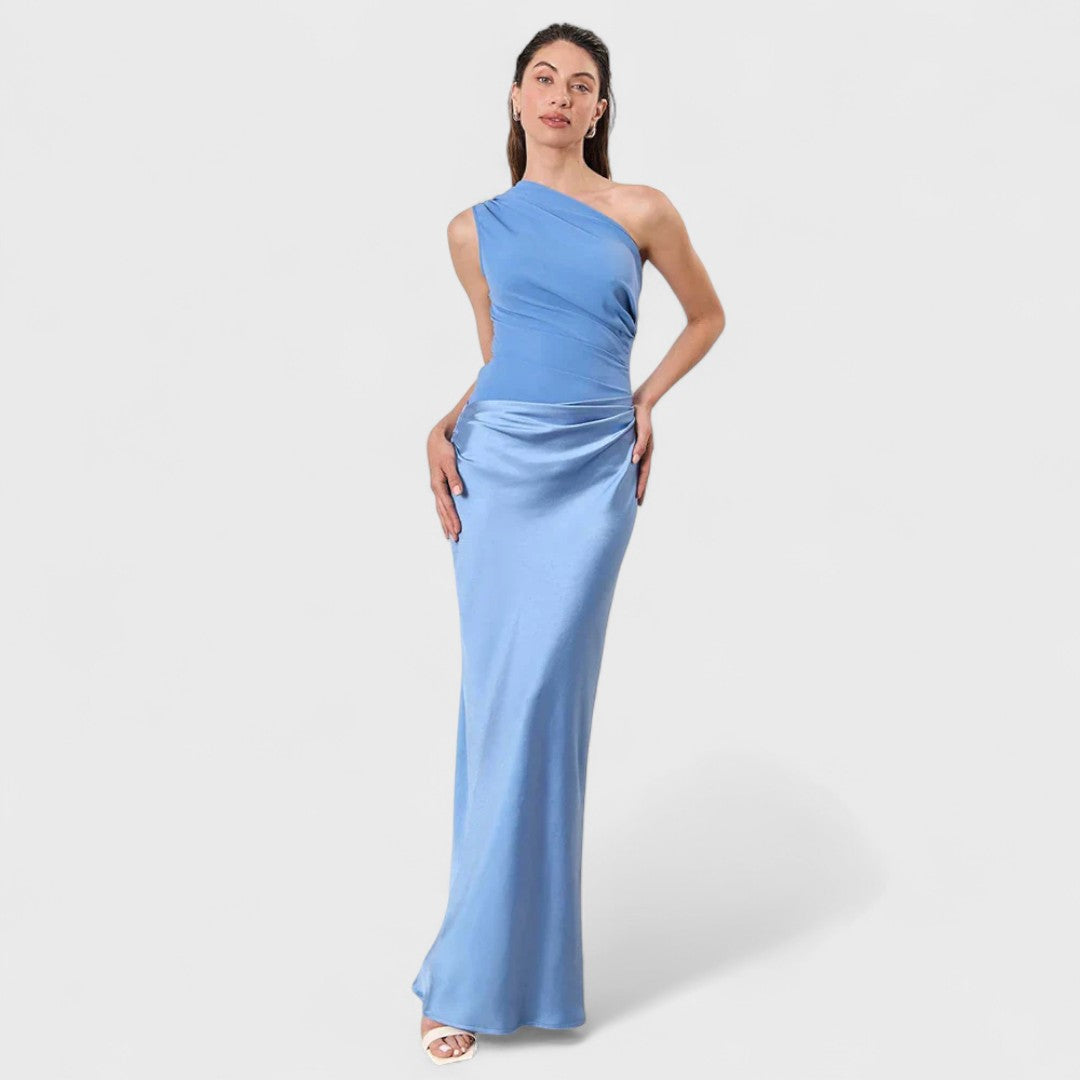 Amber - Rochie lungă monospate din satin