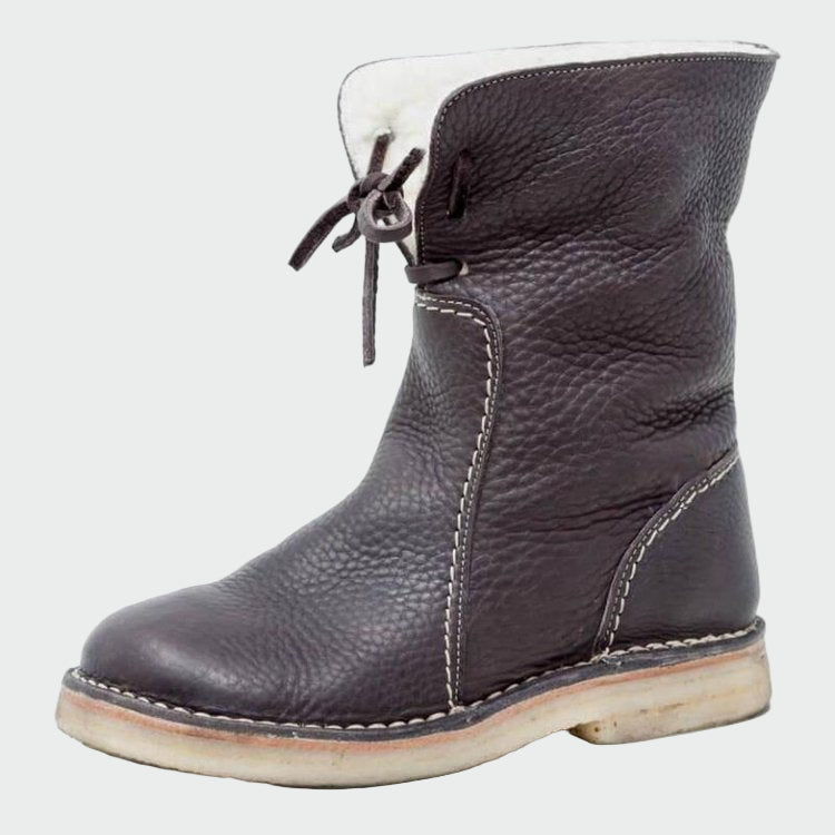 Botine impermeabile din piele cu căptușeală din lână
