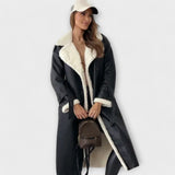 Maria – Geacă lungă clasică cu căptușeală din fleece și guler teddy