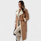 Maria – Geacă lungă clasică cu căptușeală din fleece și guler teddy