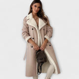 Maria – Geacă lungă clasică cu căptușeală din fleece și guler teddy