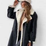 Maria – Geacă lungă clasică cu căptușeală din fleece și guler teddy