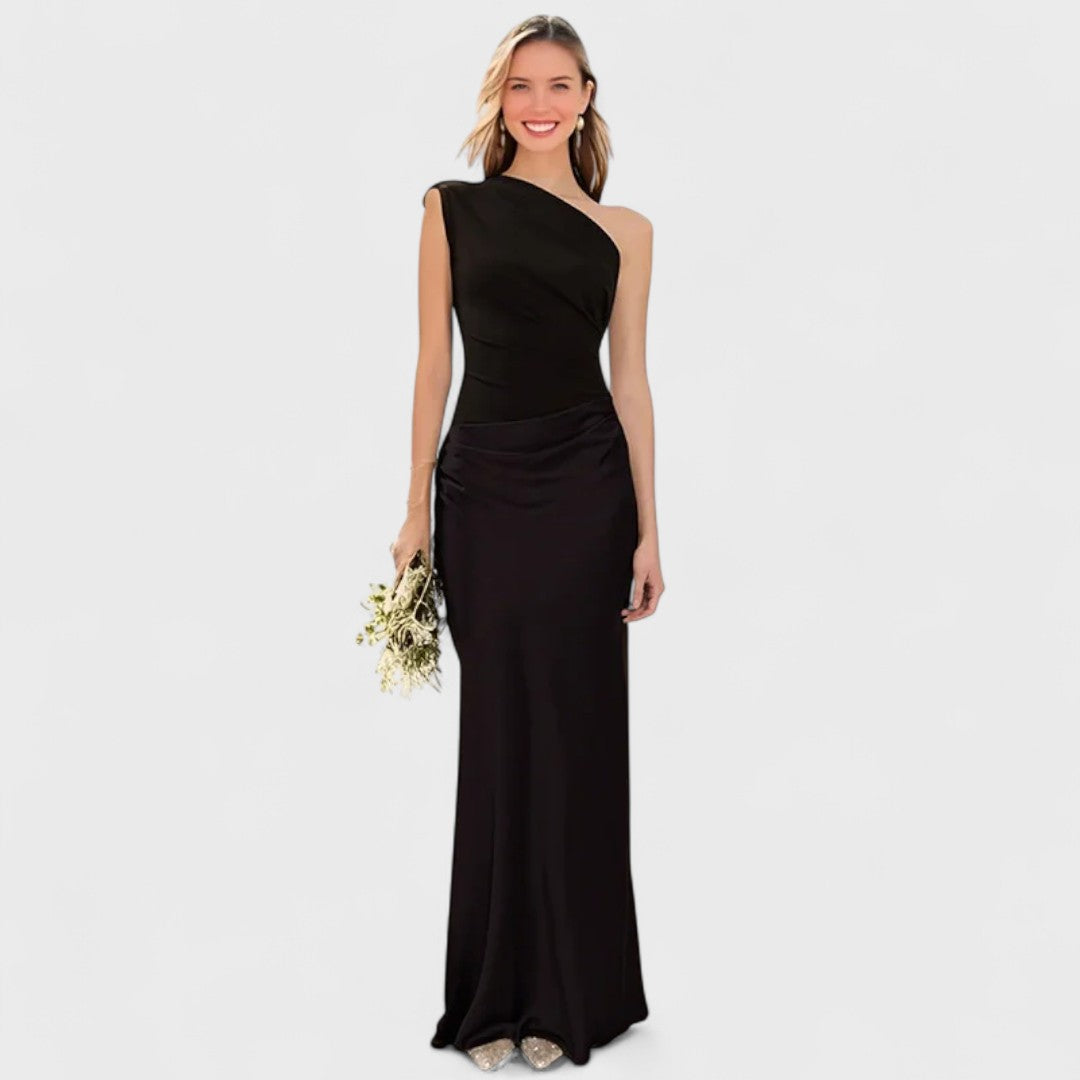Amber - Rochie lungă monospate din satin