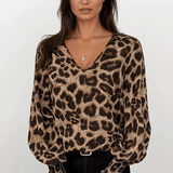 Susana - Bluză elegantă cu imprimeu leopard