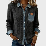 Mia | Cardigan tricotat cu detalii din denim