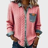 Mia | Cardigan tricotat cu detalii din denim