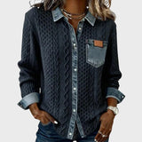 Mia | Cardigan tricotat cu detalii din denim