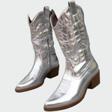 Botine cowboy din material metalic