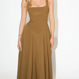Amalia - Rochie Midi Elegantă cu Decolteu Pătrat