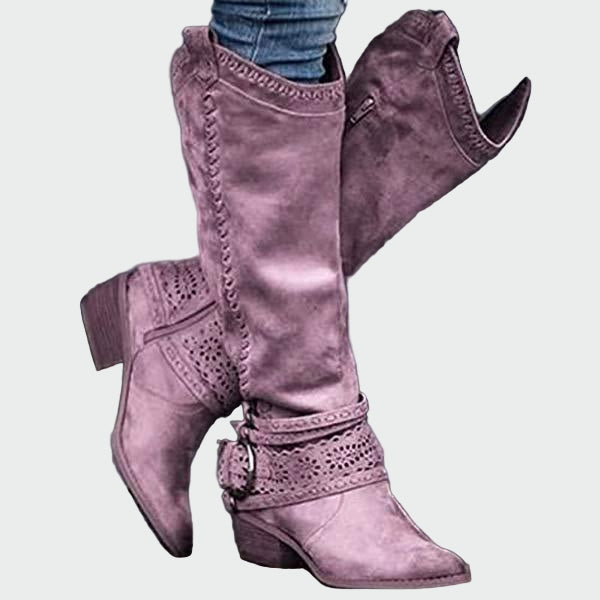 Botine retro din piele pentru cowboy