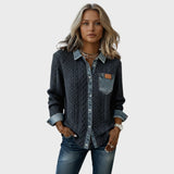 Mia | Cardigan tricotat cu detalii din denim